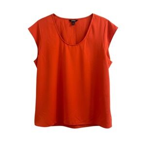 Express Womens Coral Pink Cap Sleeve Blouse XL Solid Workwear Chic Capsule Top